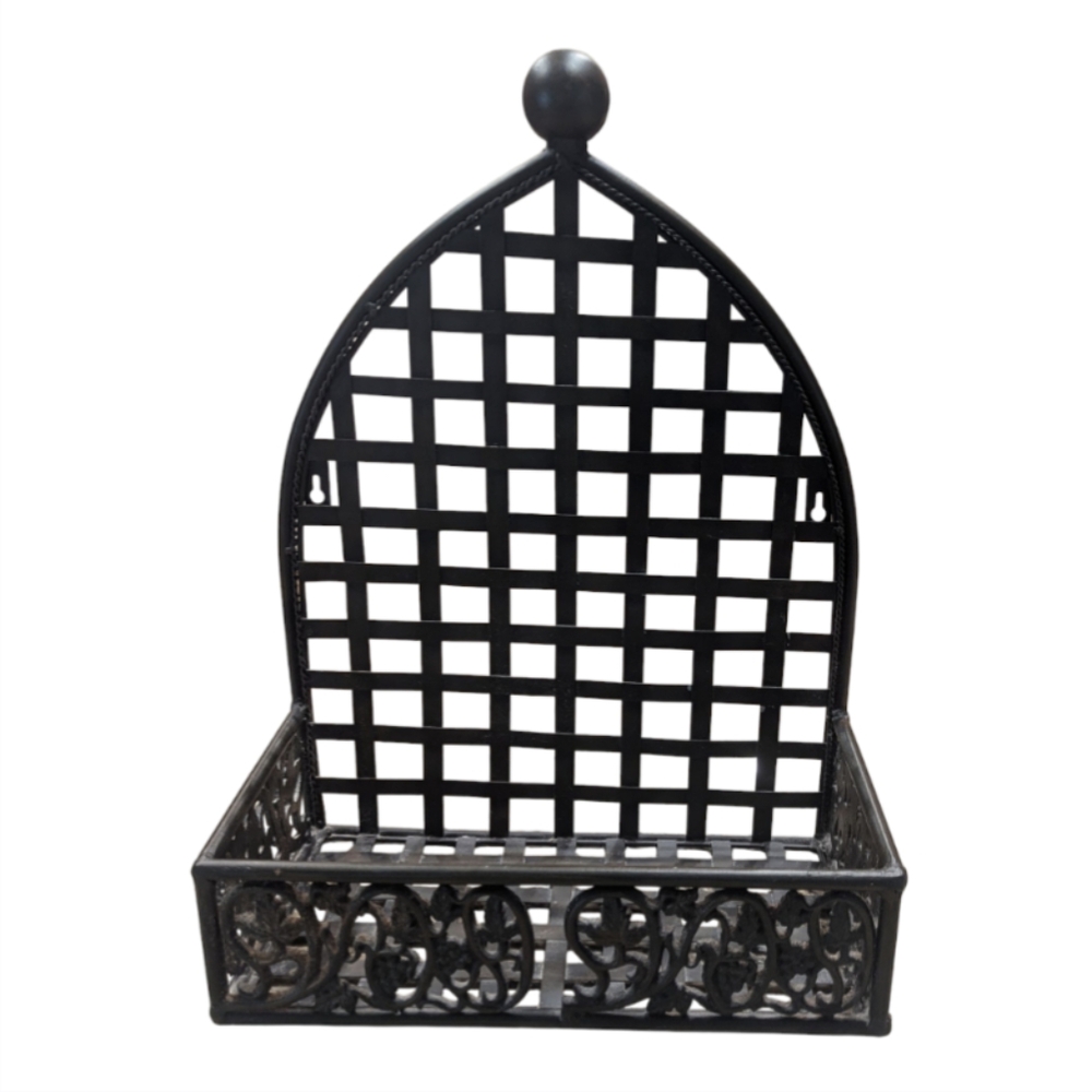 Vintage Brown Cast Metal Wall Hanging Blasket Planter Display Shelf Decor Piece*